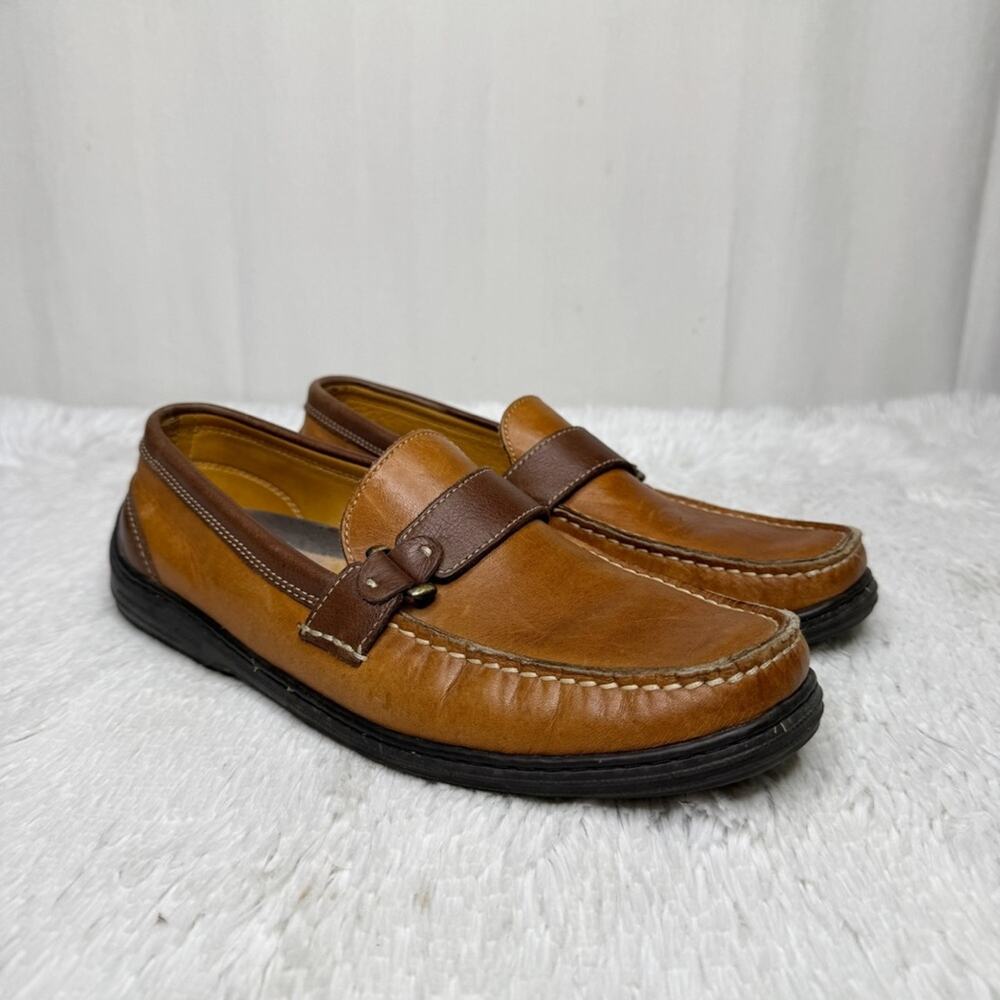 TOMMY BAHAMA / TB-308 two toned brown leather slip on loafers / 9.5